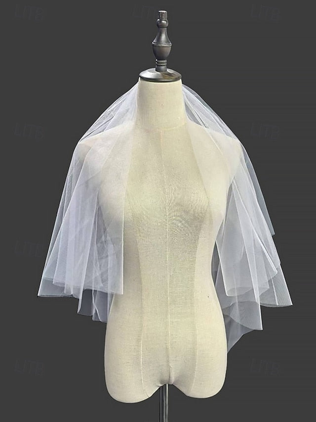 Veil Bridal Soft with – Tulle Elegant Classic Two-Layer