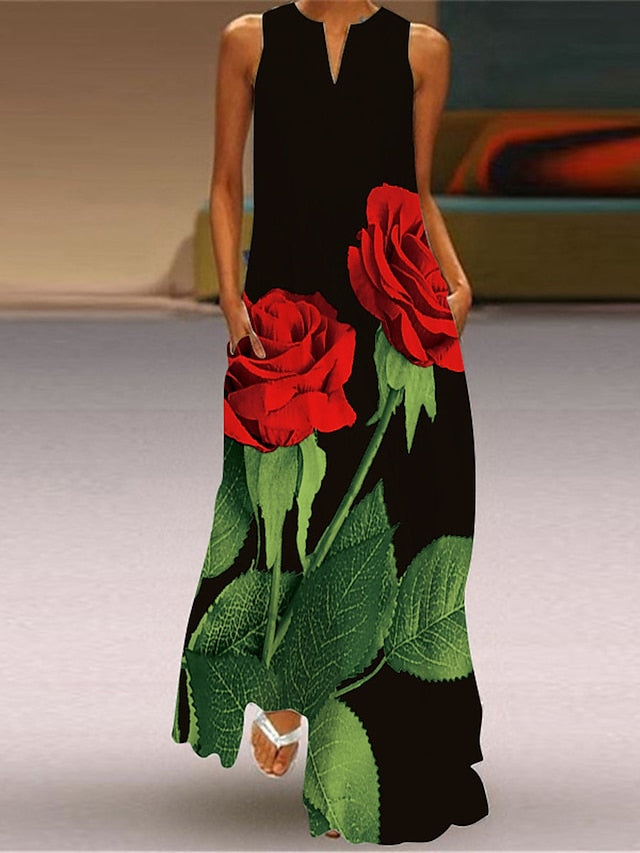 Women's Maxi long Dress Casual Dress T Shirt Dress Tee