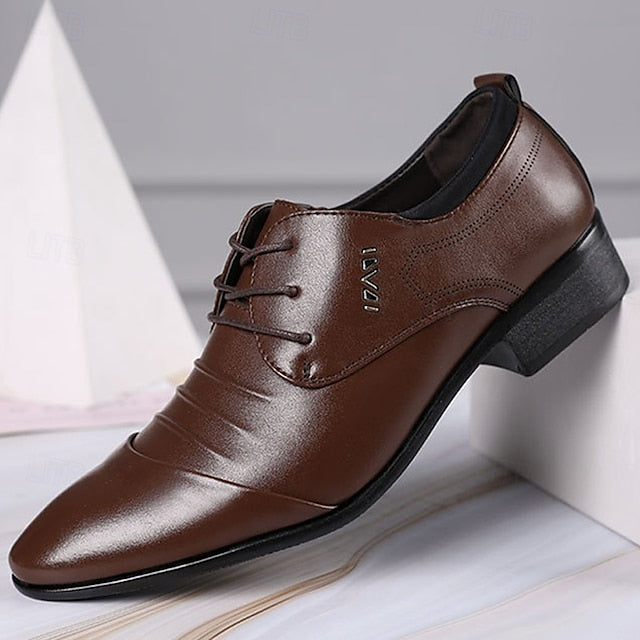White for Men's - Shoes Elegant Lace-Up Dress Formal