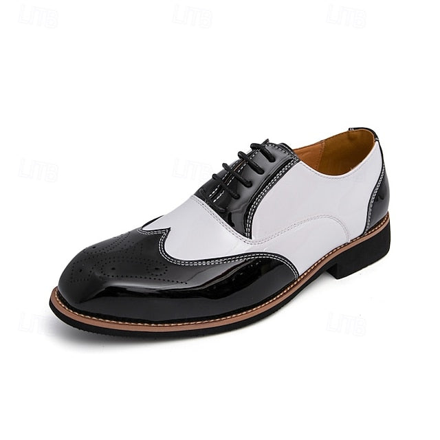 Gold and Men's Oxford with Leather Shoes Black Patent
