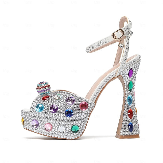 Sparkly Sandals Platform Women's Colorful – Rhinestone