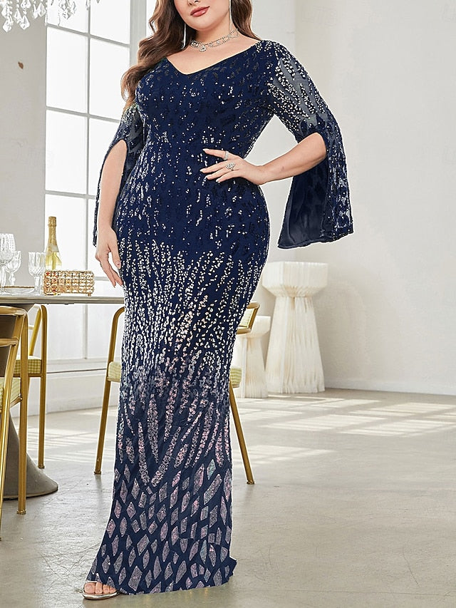 Dress Curve Elegant Mother Size Party Bride of Plus V the