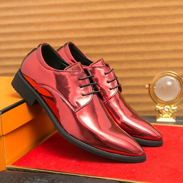 for Formal Shoes Glossy Leather Patent – Green Lace-Up Men