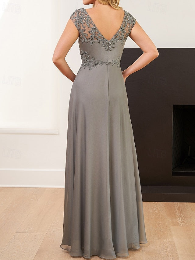 Embroidered Bride the Mother Floral of Dress Elegant A-Line