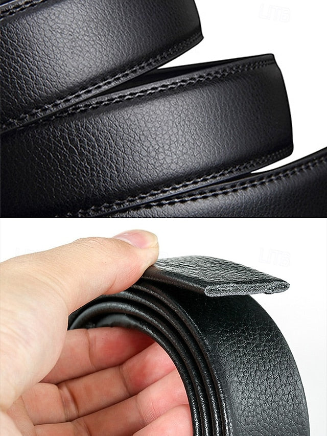 Leather Elegant Black with Metal Belt Men's Adjustable