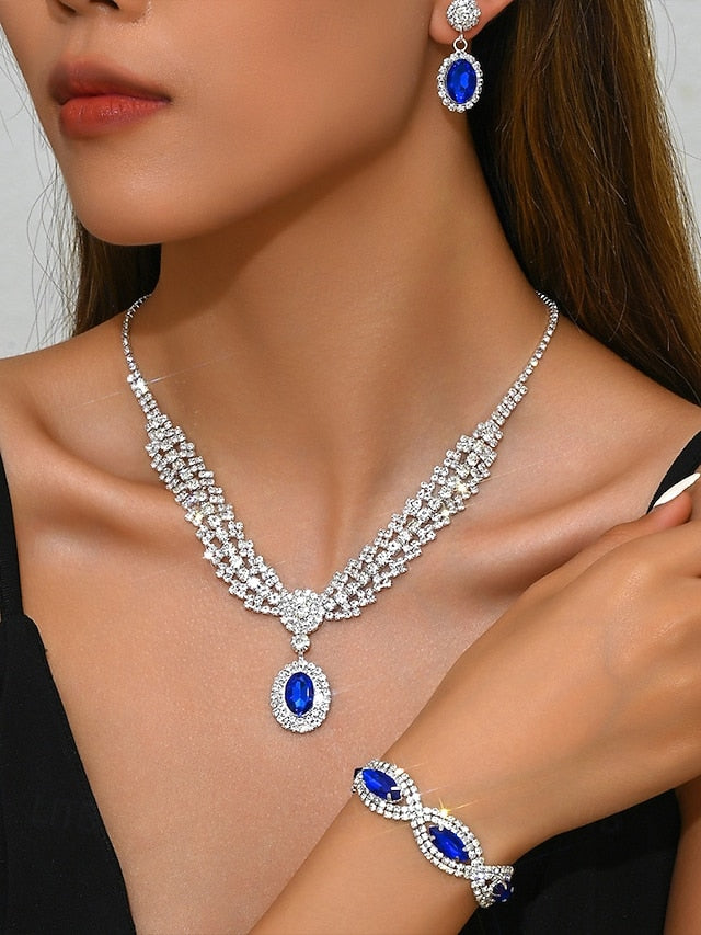 Green Elegant Jewelry Luxury – Necklace Set Crystal Women for