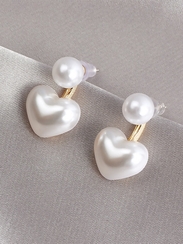 – Drop Pearl Minimalist Elegant Heart-Shaped Romantic Earrings