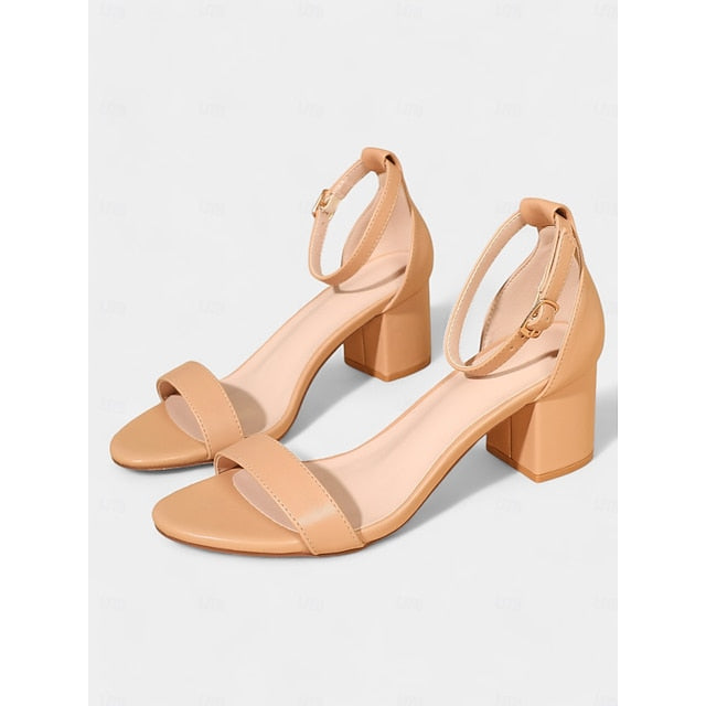 Stylish Ankle Gold Sandals Block with Glitter Heel Women's