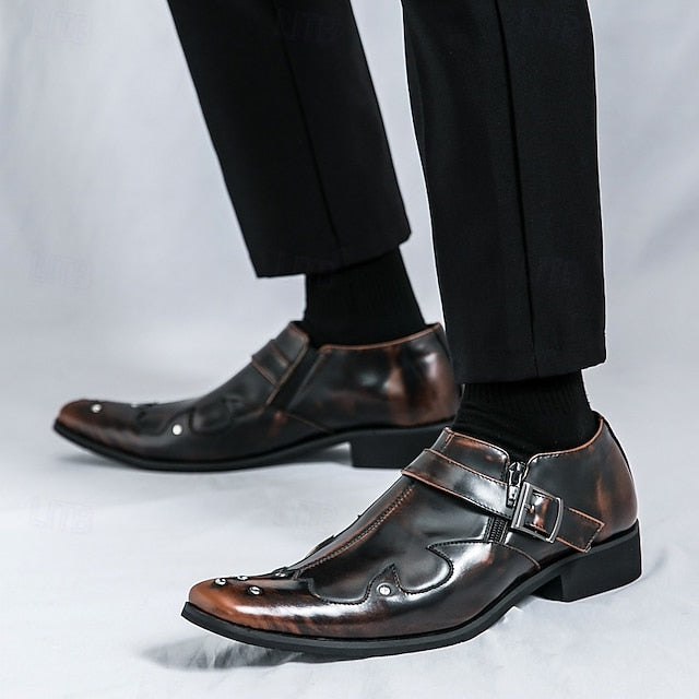 Monk Strap Black Leather Dress Shoes Formal Men's –