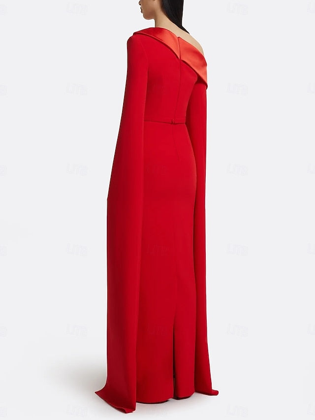 Red Dress Evening Sheath Black Formal / Column Gown Elegant