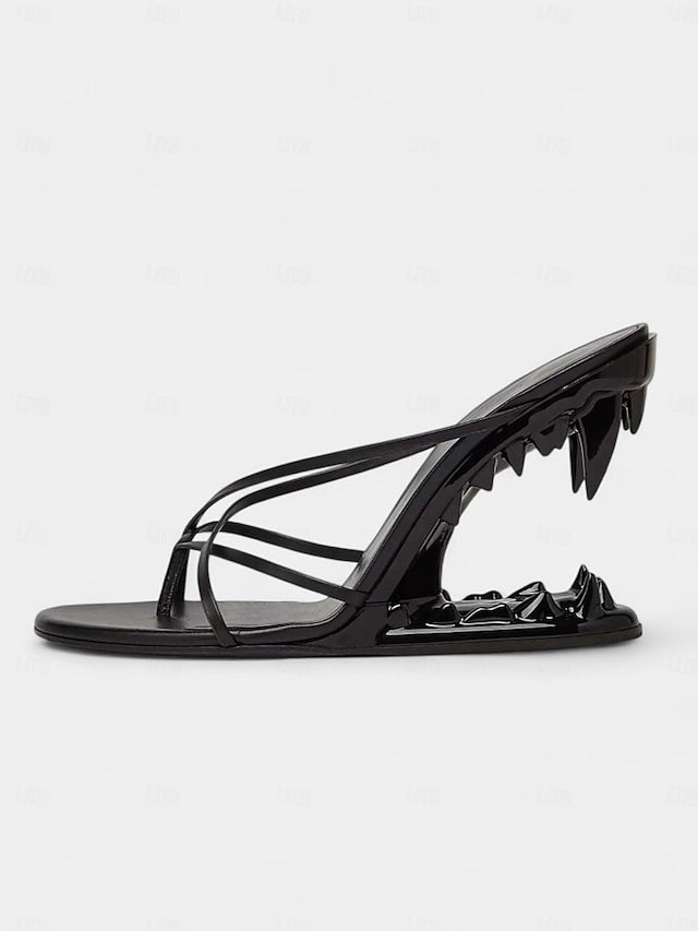 Sculpted Sandals Unique Heel Metallic Gold Design with Flat -