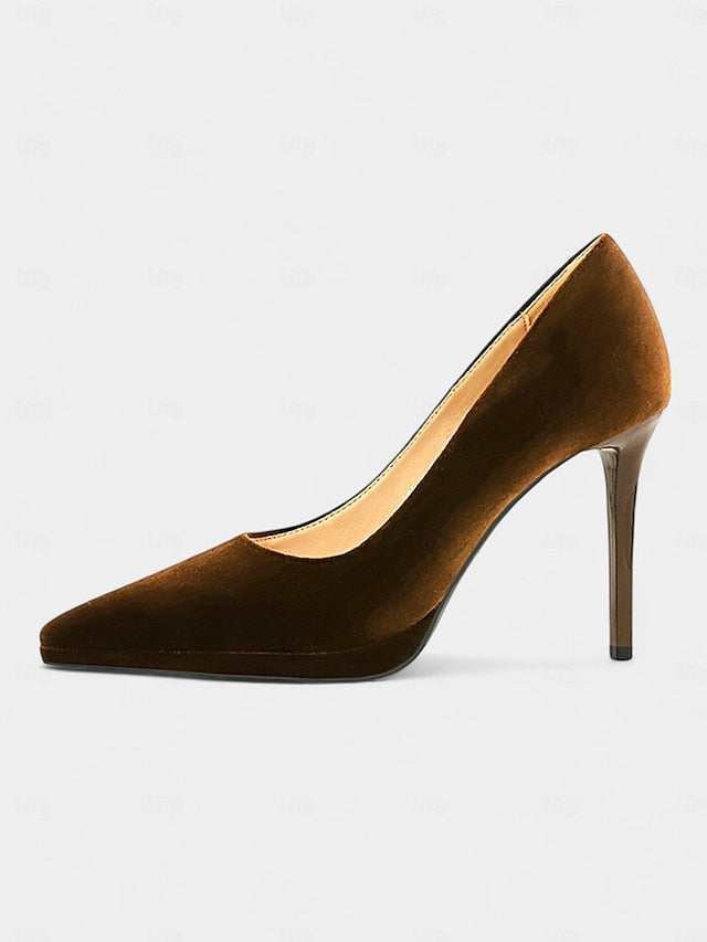 with Pumps Velvet Stiletto Burgundy Women's Heel and