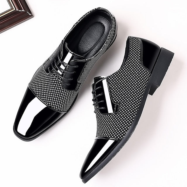 Shoes Formal Lace-Up Black Leather Patent Men's Faux