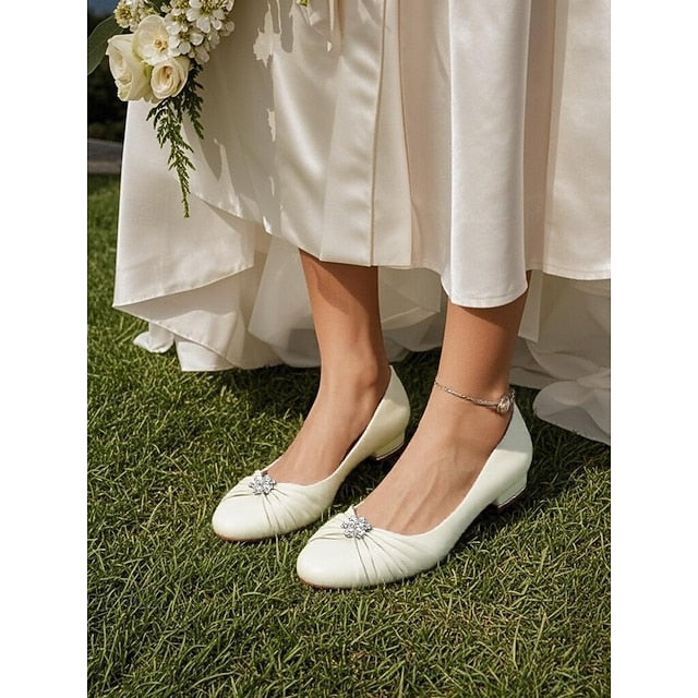 with Women's Satin Flats Rhinestone Blue Wedding Light
