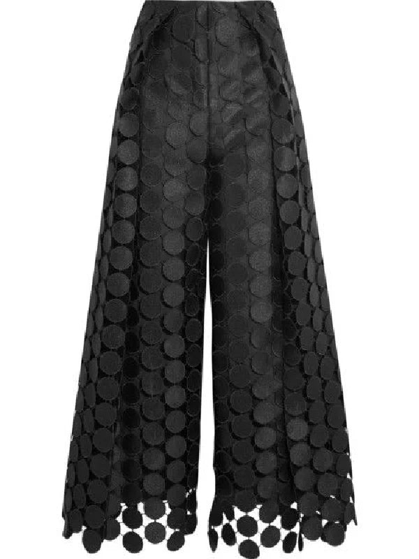 High Leg Solid Out Hollow Color Polka Dot Pants Wide Waist
