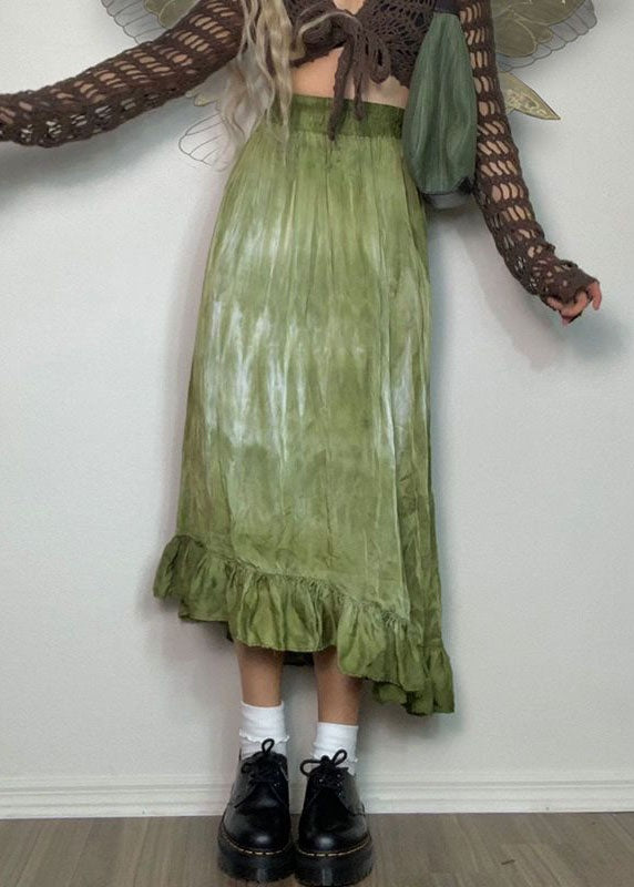 Belle jupe en coton à imprimé patchwork froissé vert printemps AZ1025