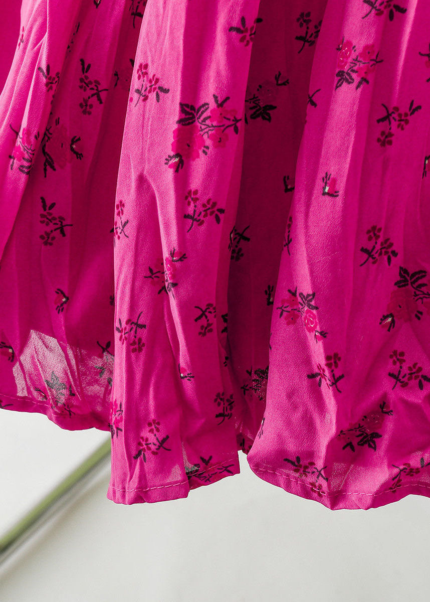 Jupe décontractée en coton à imprimé froissé rose pour l'été AZ1030
