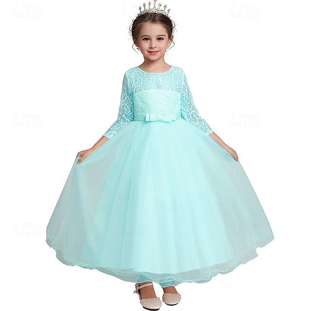 Flower Wedding Dress Kids Half Girl Sleeve Girls'