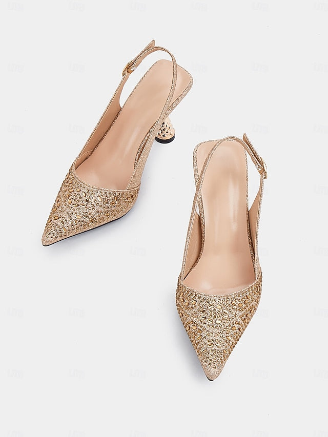 – Glitter Pointed Pumps Women's Sparkling Slingback Toe