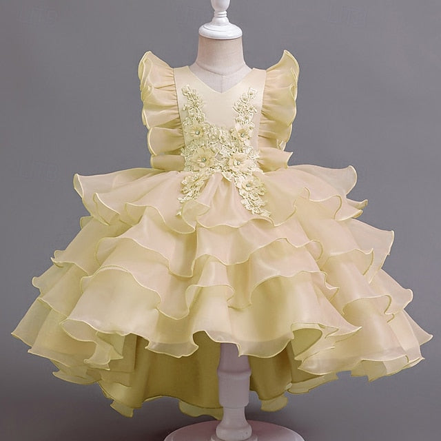 Kids Asymmetrical Girls' Dress Party Floral