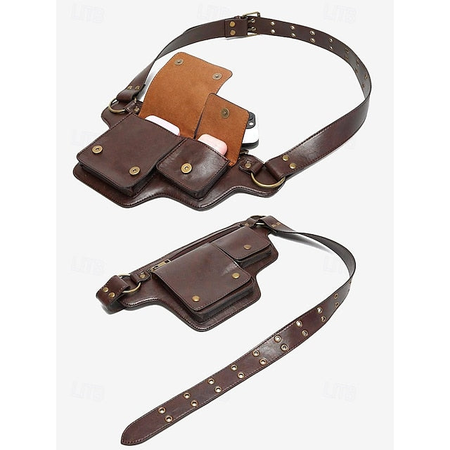 Sac utilitaire avec ceinture vintage en similicuir pour femme
