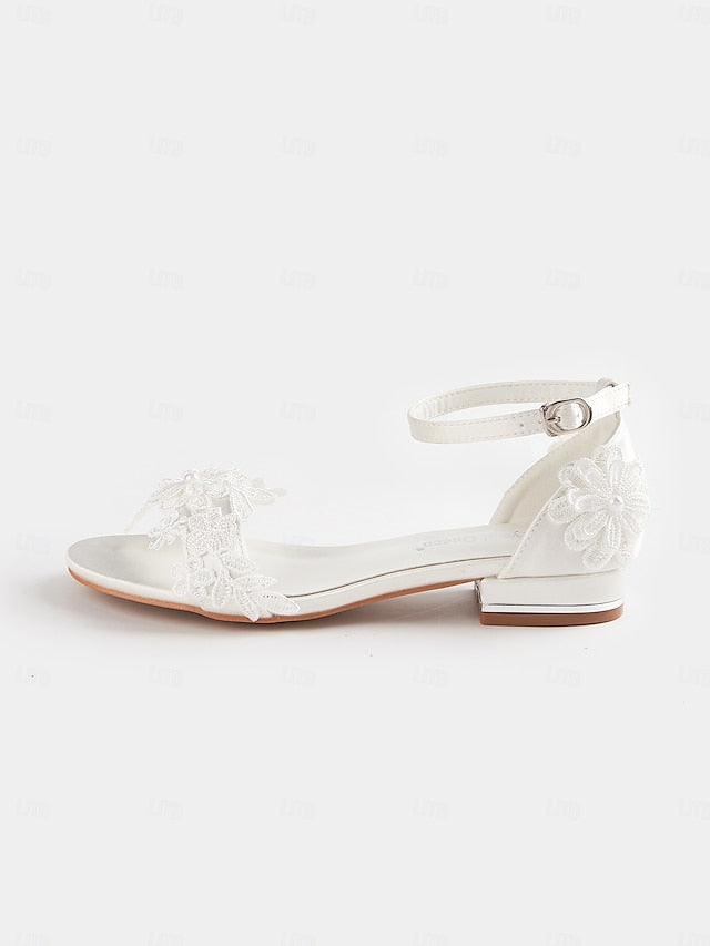 Flat Elegant Sandals Lace Women's – Wedding Bridal White