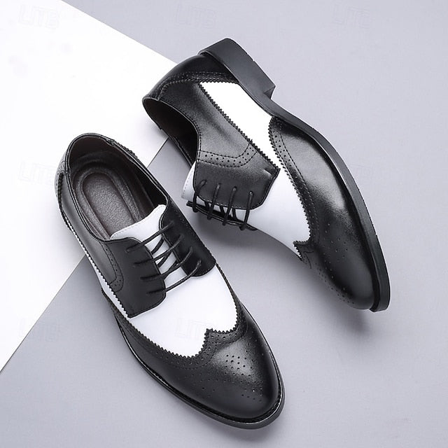 Dress Oxford Shoes with Black and White Men's Brogue