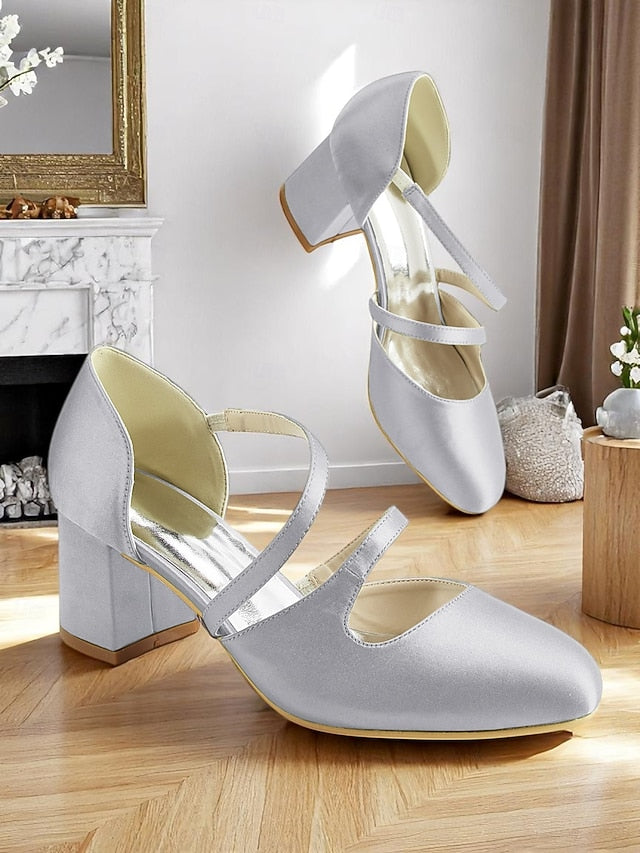 Mary Jane Satin Women's Green – Elegant 1950s Heels Block