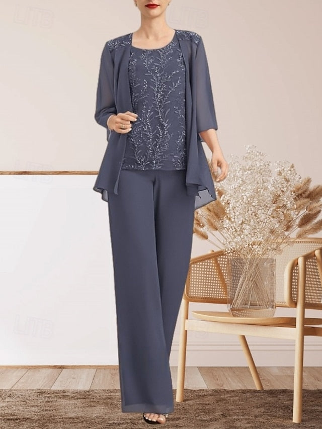 the Mother Guest of Wedding Pantsuit Dress Bride Elegant Piece 3