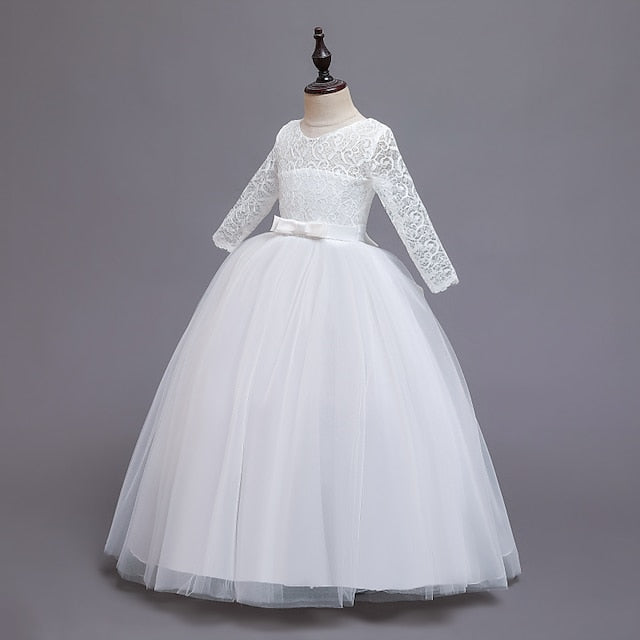 Flower Wedding Dress Kids Half Girl Sleeve Girls'