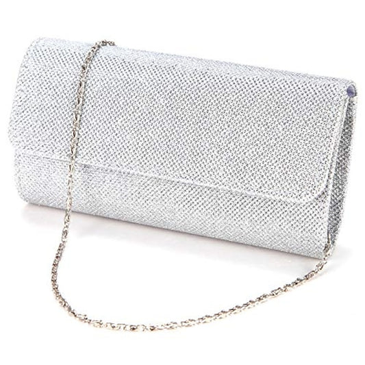 – Evening Clutch Purse Silver Elegant Women's Glitter