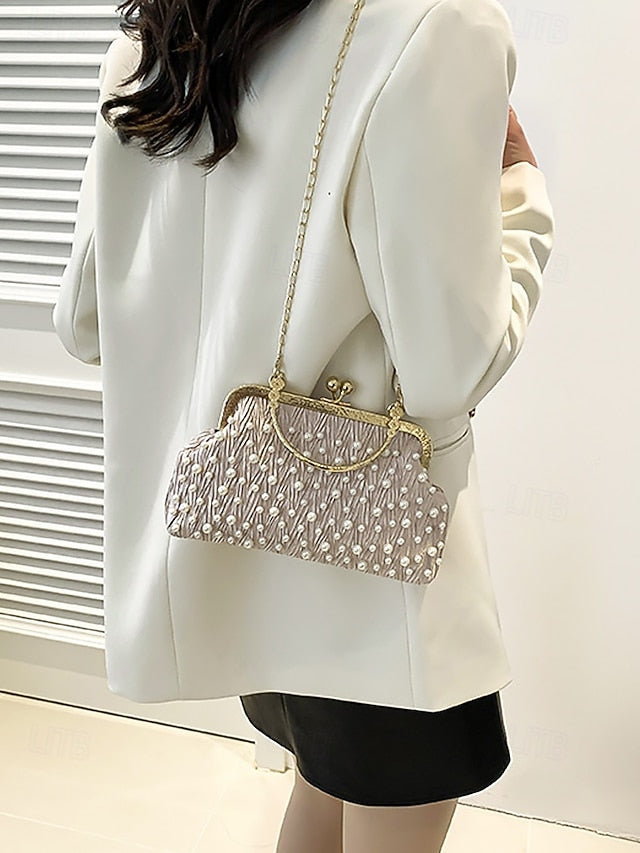 Clutch Elegant Evening – Women's Bag Beaded Pearl Vintage