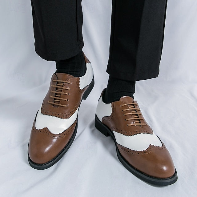 and White in Wingtip Men's Oxford Shoes Brogue Two-Tone