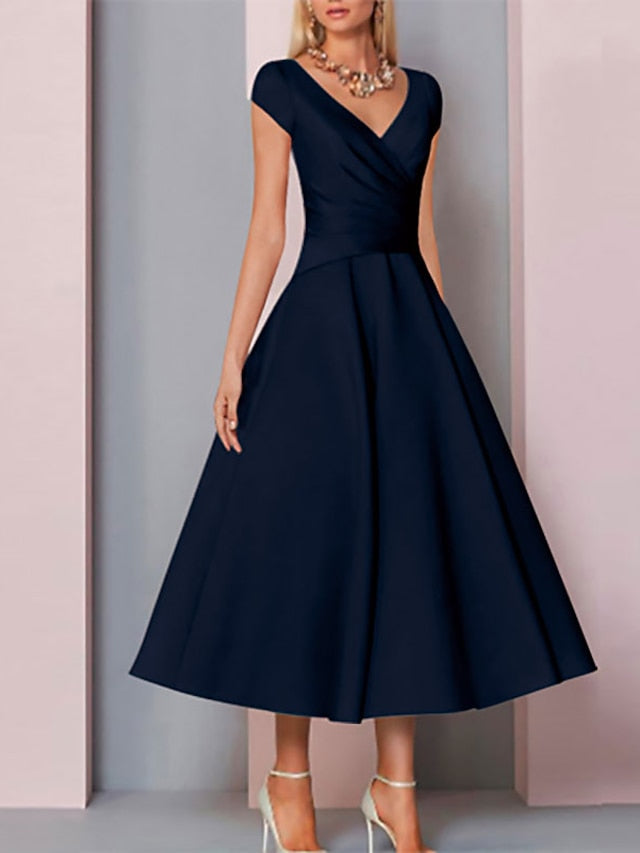 Neck Mother Bride Guest Dress A-Line of the Elegant V Wedding