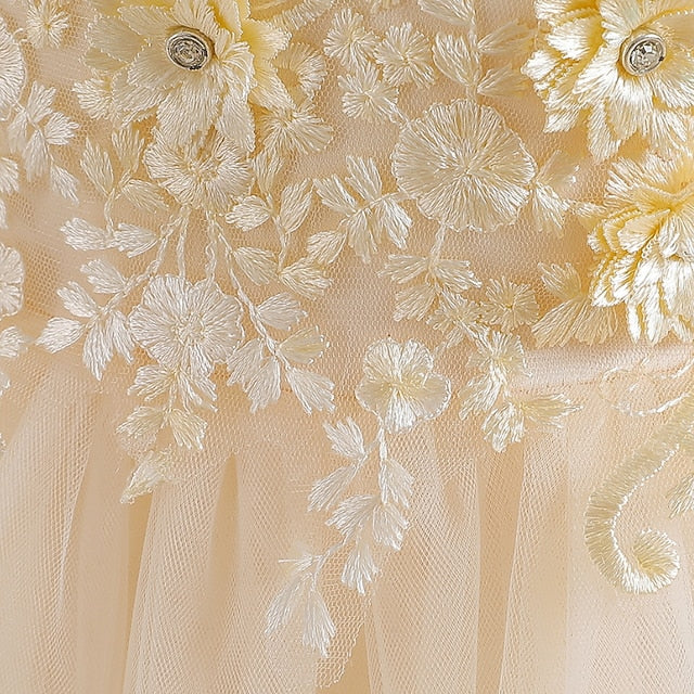 Wedding Girls' Colored Solid Sleeveless Party Kids Dress
