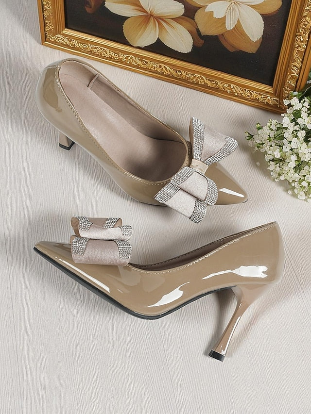 Nude Women's Pointed - Leather Pumps High Heel Toe Patent