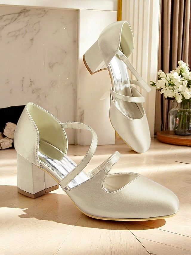 Mary Jane Satin Women's Green – Elegant 1950s Heels Block