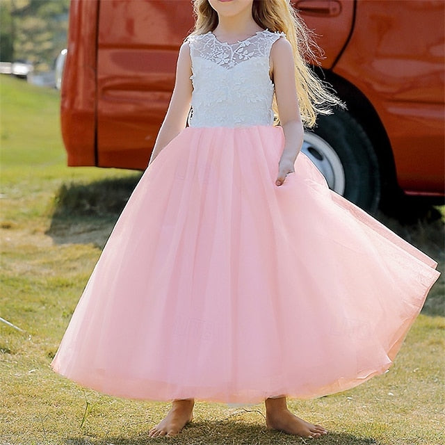 Party Solid Color Dress Girls' Flower Kids Girl