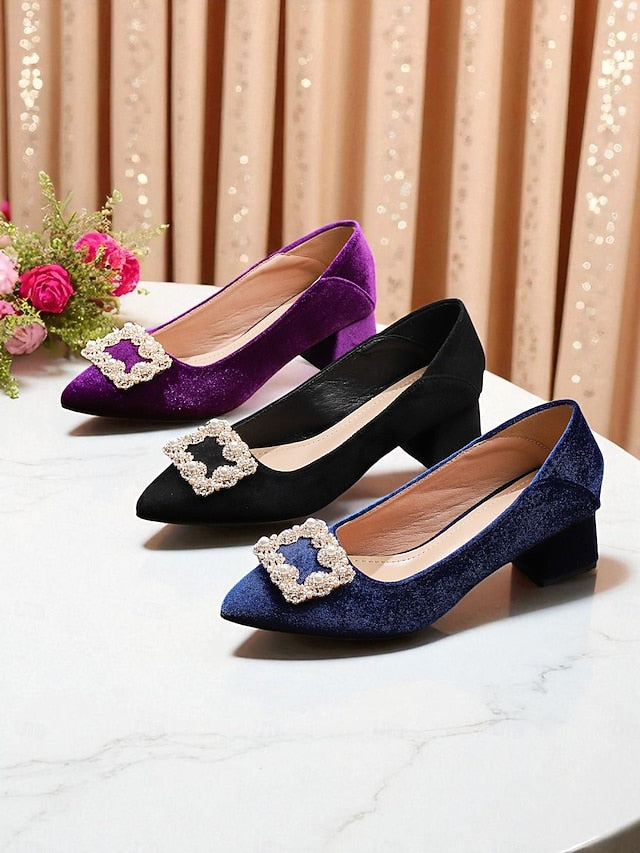 Pearl with Pointed Flats and Glitter Toe Women's Purple