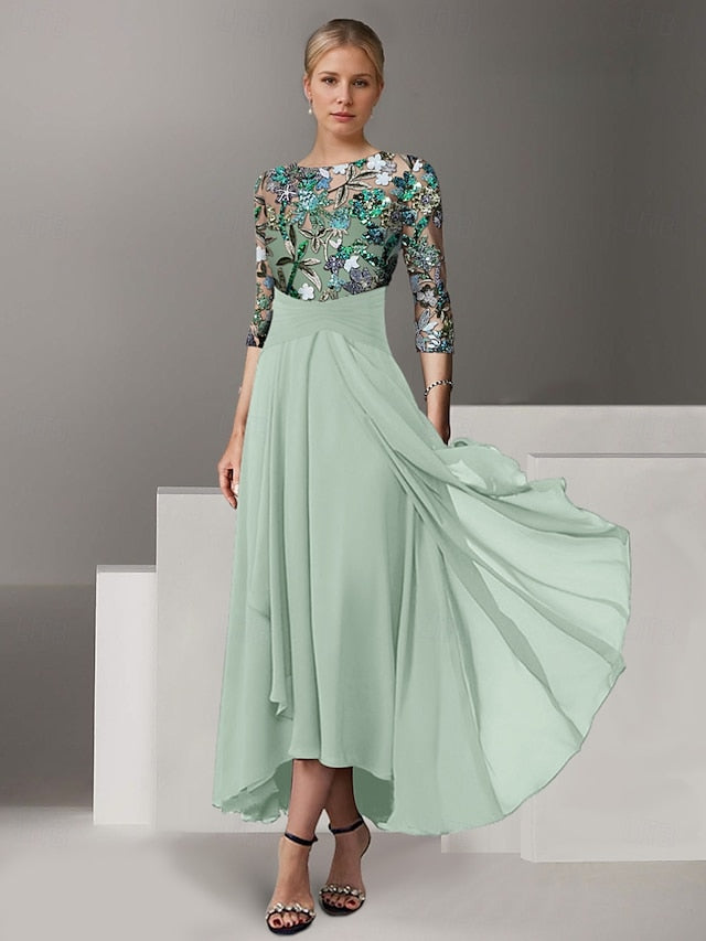 A-Line the Overskirt Bride of Embroidered Elegant Dress Mother