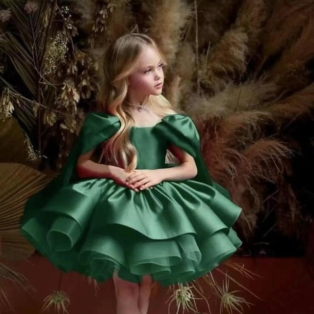 Girl Girls' Party Solid Dress Color Flower Kids