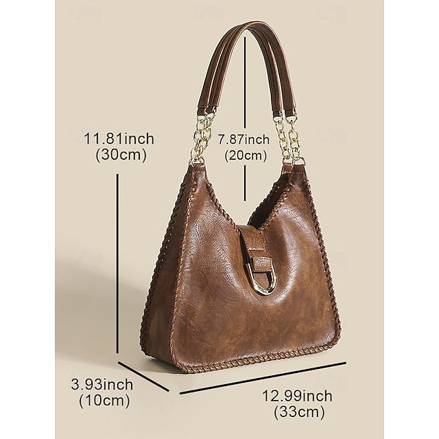 Hobo Bag mit Kette - Lederriemen Vintage Damen Groß