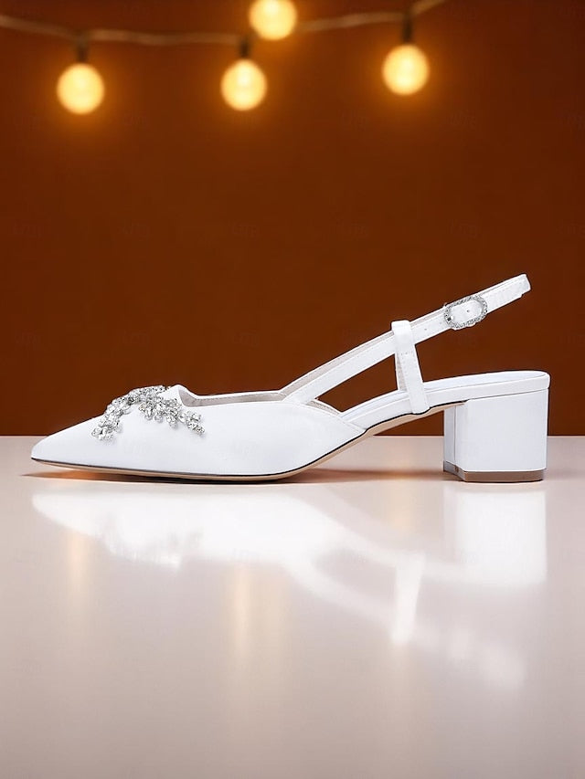 Satin Heels Black Women's Slingback