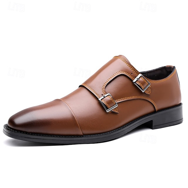 Shoes Men's Double – Dress Leather Monk Elegant Strap