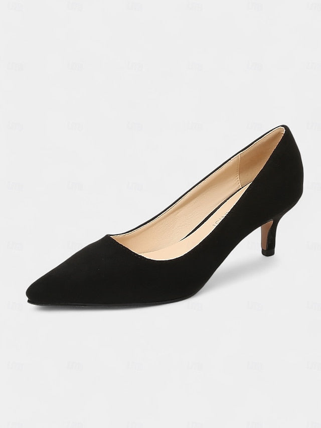 Women's Kitten with Emerald Pumps Suede Green Pointed-Toe