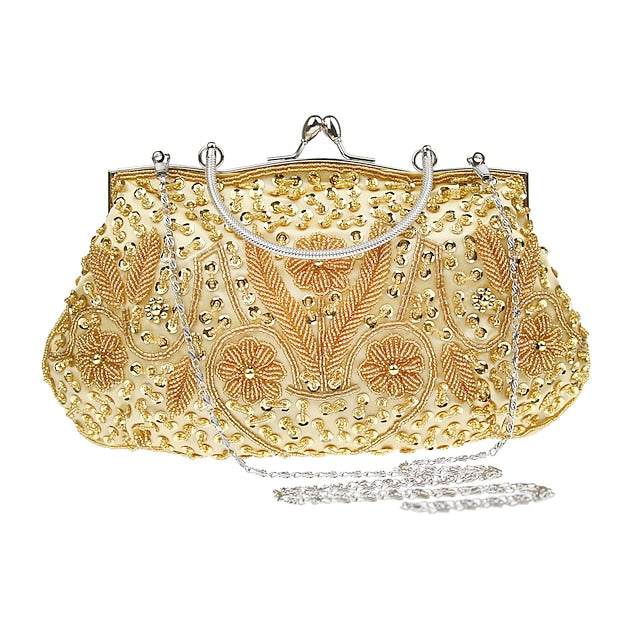 Vintage White Evening Beaded – Purse Women's Clutch