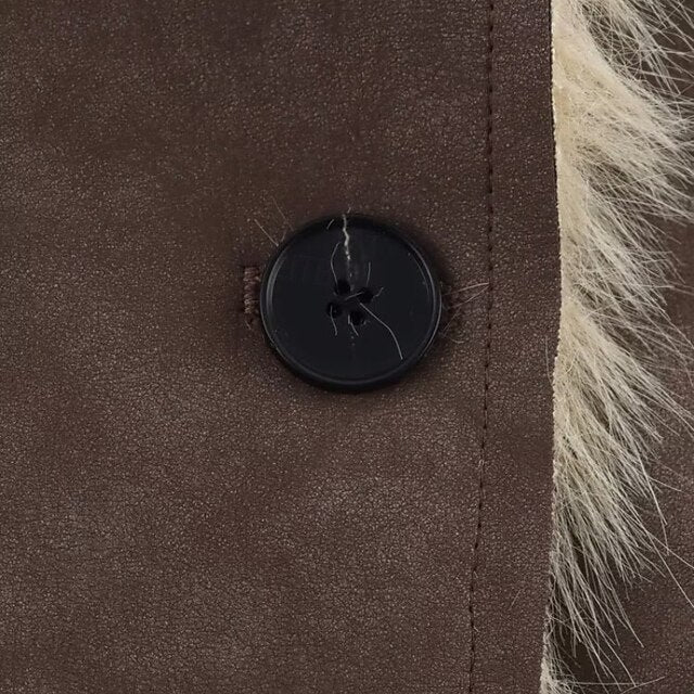 Warm Faux Fur Buttons Women's Comfortable Coat Pocket
