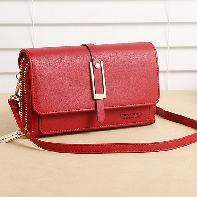 Sac à bandoulière en PU pour téléphone portable, portefeuille en cuir pour femme