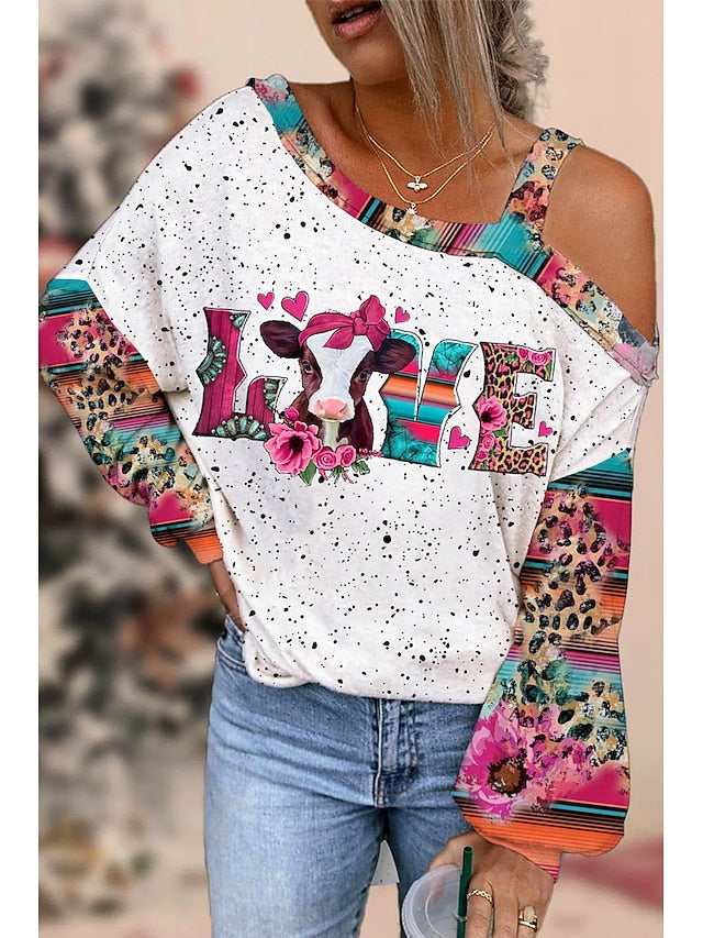 Women's Shirt Blouse Heart Carnival Casual Going out White