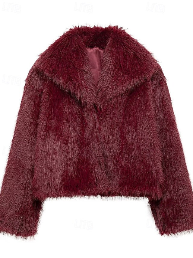 Women's Faux Furs Warm Comfortable Coat Leathers Fur